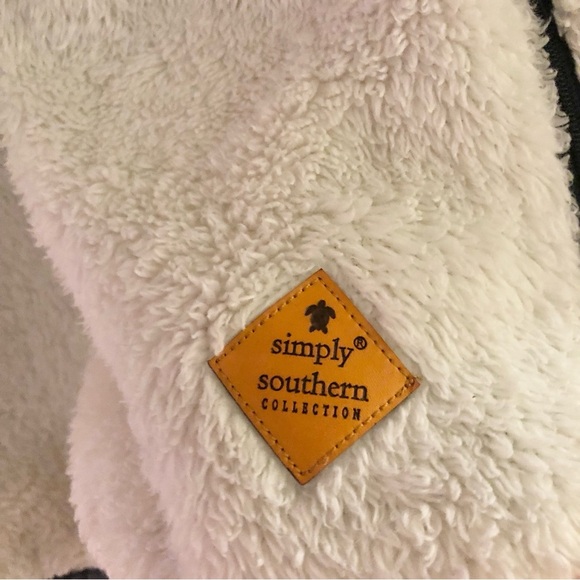 Simply Southern Sherpa Snap Quilted pullover Green White size medium - Picture 4 of 6